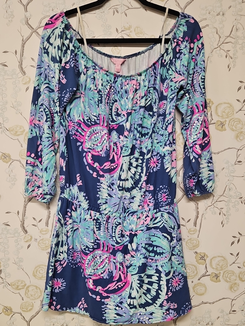 Lilly Pulitzer Navy Floral Romper with Pink & Mint Accents